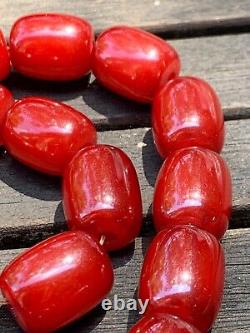 Antique Old Bakelite Faturan Cherry Amber Tesbih Misbaha Prayer Veins Beads 99gr