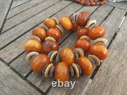 Antique Old Bakelite Yellow Amber Cherry Handmade Necklace Pendant 520.2gr RARE