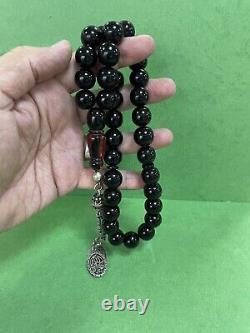 Antique Old Faturan cherry amber bakelite islamic prayer beads 79grams R