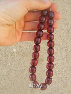 Antique Ottoman Cherry Amber Bakelite Atesh Kehribar Prayer Beads 57gr. 1900's