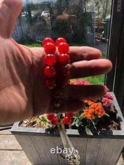 Antique Ottoman Damari Cherry Faturan Bakelite islamic Prayer Beads 109g R