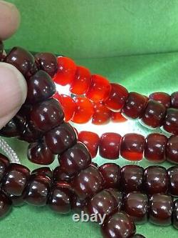 Antique Ottoman Damari Faturan cherry amber bakelite islamic prayer 99beads 56g