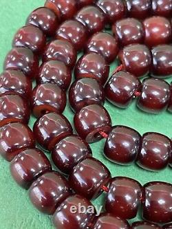Antique Ottoman Damari Faturan cherry amber bakelite islamic prayer 99beads 56g