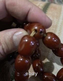 Antique Ottoman Damari Faturan cherry amber bakelite islamic prayer beads