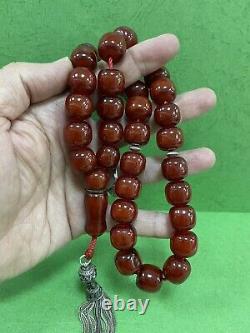 Antique Ottoman Damari Faturan cherry amber bakelite islamic prayer beads 110g