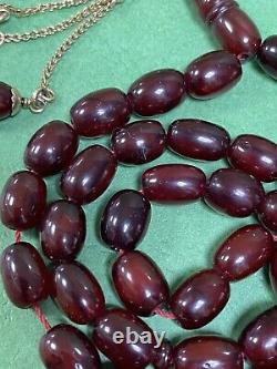 Antique Ottoman Damari Faturan cherry amber bakelite islamic prayer beads 23g