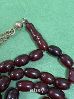 Antique Ottoman Damari Faturan cherry amber bakelite islamic prayer beads 23g