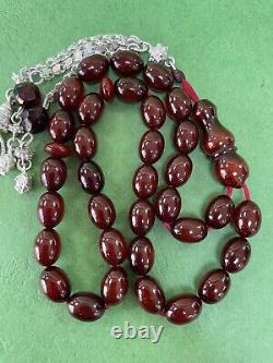 Antique Ottoman Damari Faturan cherry amber bakelite islamic prayer beads 31g