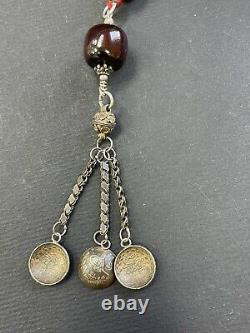 Antique Ottoman Damari Faturan cherry amber bakelite islamic prayer beads 38g R