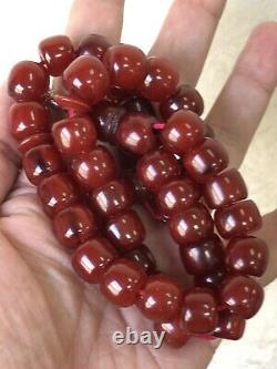 Antique Ottoman Damari Faturan cherry amber bakelite islamic prayer beads 71g R