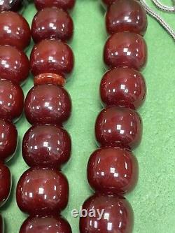 Antique Ottoman Damari Faturan cherry amber bakelite islamic prayer beads 76g