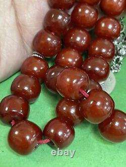 Antique Ottoman Damari Faturan cherry amber bakelite islamic prayer beads 82g
