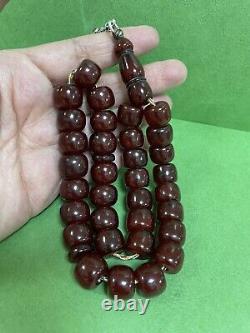 Antique Ottoman Damari Faturan cherry amber bakelite islamic prayer beads 83g