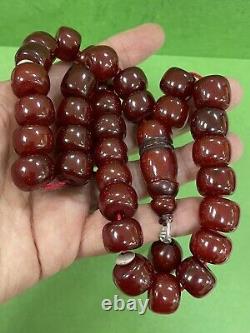 Antique Ottoman Damari Faturan cherry amber bakelite islamic prayer beads 94g