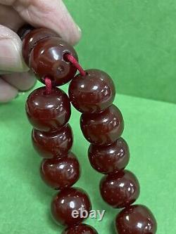 Antique Ottoman Damari Faturan cherry amber bakelite islamic prayer beads 94g R