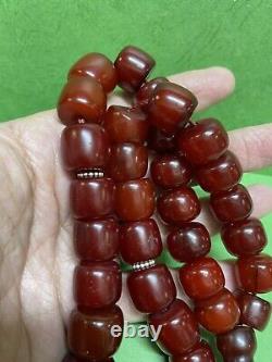 Antique Ottoman Damari Faturan cherry amber bakelite islamic prayer beads 95g R