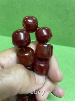 Antique Ottoman Damari Faturan cherry amber bakelite islamic prayer beads 95g R