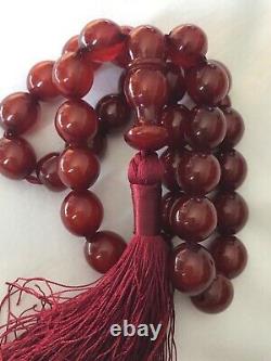 Antique Ottoman Empire Era Cherry Amber/Faturan Islamic prayer beads-35 each