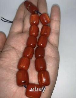 Antique Ottoman Faturan Rosary Red Cherry Amber Bakelite Prayer 13 Beads 44gr