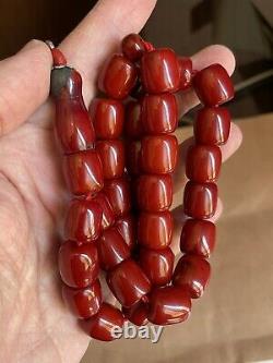 Antique Ottoman Faturan cherry amber bakelite islamic prayer beads 85g