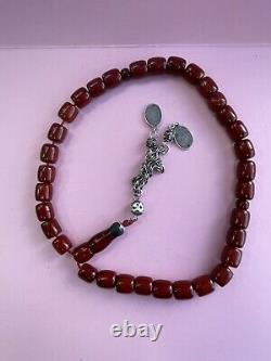 Antique Ottoman Faturan cherry amber bakelite islamic prayer beads 85g