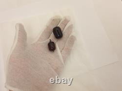 Antique Ottoman Red Cherry Amber Bakelite Faturan Beads With Brocade Gold Dust