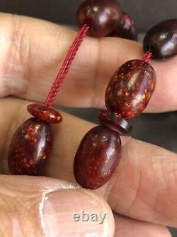 Antique Ottoman Yaldes Zaphrani cherry amber bakelite islamic prayer beads 71g
