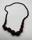 Antique Prayer Bakelite Dark Cherry Amber Graduated Bead Necklace Excellent 75 G