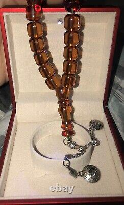 Antique Prayer Beads Rare German Faturan Cherry Amber Bakelite Misbaha