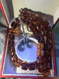 Antique Prayer Beads Rare German Faturan Cherry Amber Bakelite Misbaha
