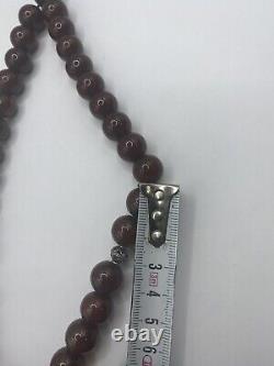Antique Rare Faturan Cherry Amber bakelite rosary Islamic Misbaha Tasbih Brown