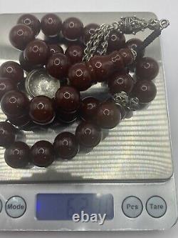 Antique Rare Faturan Cherry Amber bakelite rosary Islamic Misbaha Tasbih Brown
