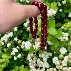 Antique Rare Faturan Red Cherry Amber Bakelite Rosary 34gr Germany