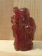 Antique Red Cherry Amber Carving Of The Chinese Deity Of Longevity (shou)