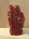 Antique Red Cherry Amber Carving Of The Chinese Deity Of Longevity (shou)