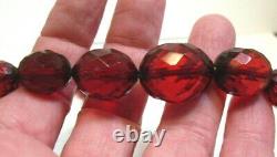Antique Red Cherry Amber Necklace String Strand 14 20.4 Grams