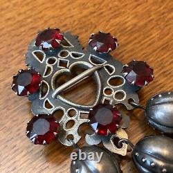 Antique Russian 900 silver Cherry Amber brooch 5 F