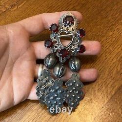 Antique Russian 900 silver Cherry Amber brooch 5 F