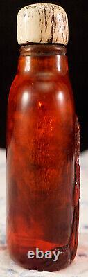Antique Sculpted Snuff Bottle Genuine Cherry Amber with Immortal and Servant