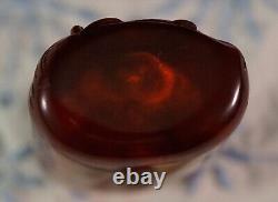 Antique Sculpted Snuff Bottle Genuine Cherry Amber with Immortal and Servant