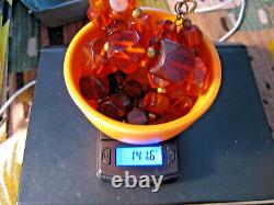 Antique Strand Faceted Reddish Amber Beads 141+ Grams Cube Shaped Gorgeous