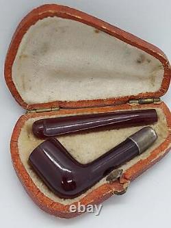 Antique Turkish Ottoman Cigarette Holder Cherry Amber Faturan Mouthpiece Pipe