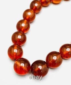 Antique USSR Amber Sterling Silver 875 Jewelry Set Of Necklace Beads Earrings
