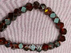 Antique Unusually Faceted & Graduated Cherry Amber Continuous Necklace 28