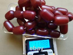 Antique Veined Cherry Amber Bakelite Faturan 33 Prayer Beads 113 grams