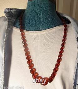 Antique Victorian Amber Necklace Genuine Faceted Amber Beads Light Cherry 5393