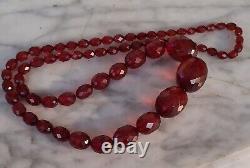 Antique Victorian Amber Necklace Genuine Faceted Beads Cherry 28