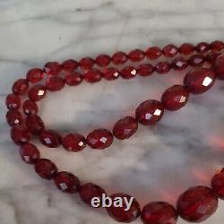 Antique Victorian Amber Necklace Genuine Faceted Beads Cherry 28