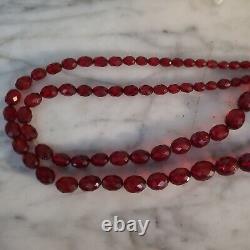 Antique Victorian Amber Necklace Genuine Faceted Beads Cherry 38