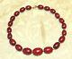 Antique Victorian Cherry Red Baltic Amber Oval Graduated Beads Necklace 9k Gold